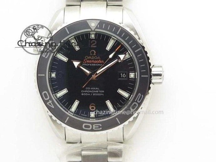 0223 WrinkleFree Seamaster Planet Ocean 600M 43.5mm SS SCF 1:1 Best Edition Black Orange Bezel Black Dial on SS Bracelet A8900 Super Clone 7682